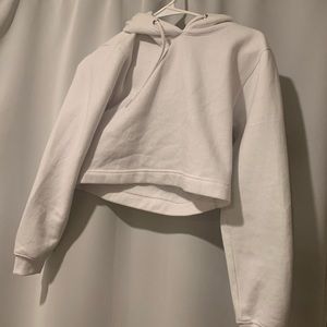 White Cropped Hoodie